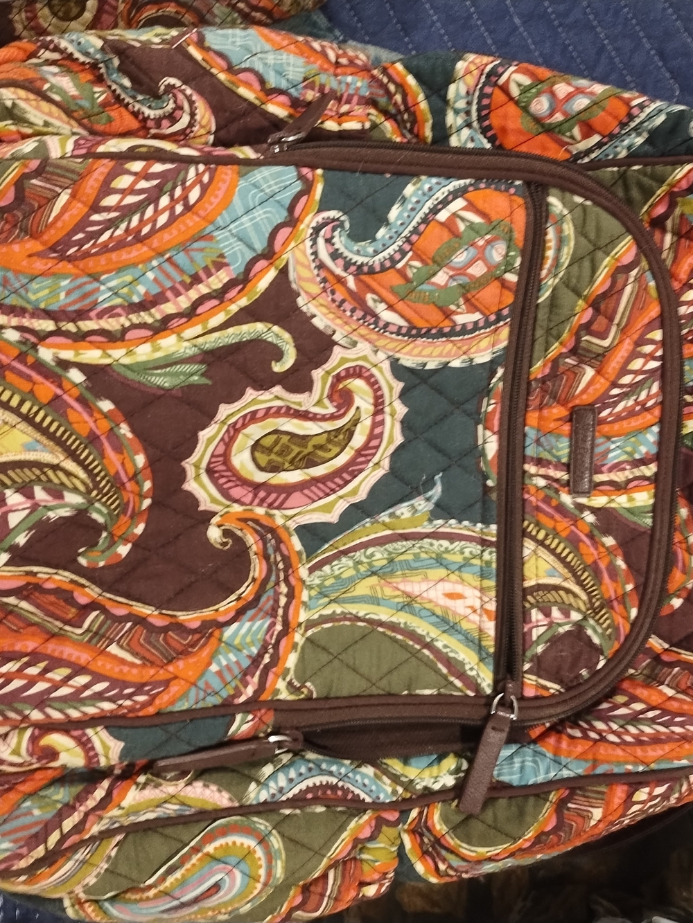 Quilted Paisley Travel Tote Bag - Brown Multi